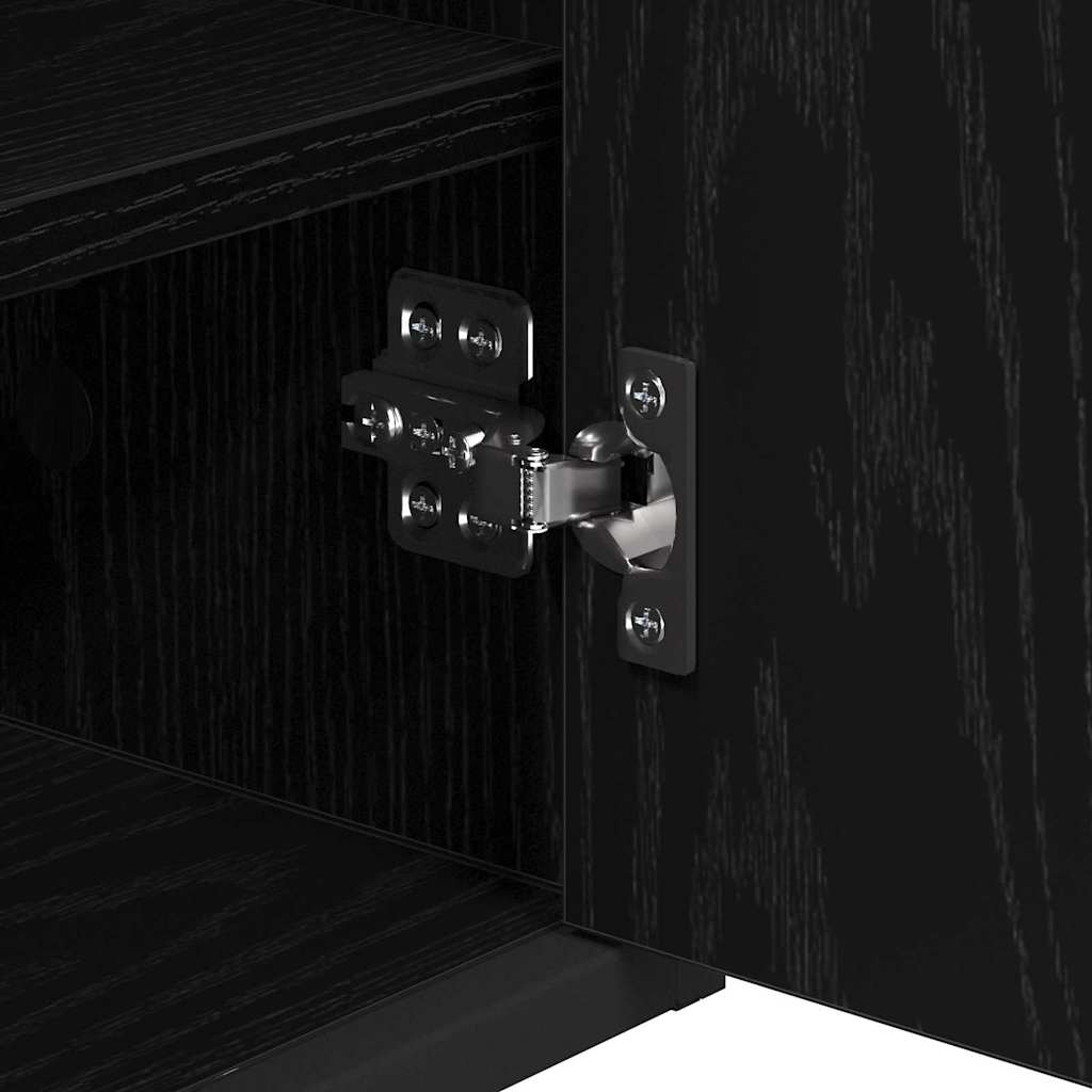 Badeværelsesmøbel sæt med hylde 2 pcs Sort eg Konstrueret træ