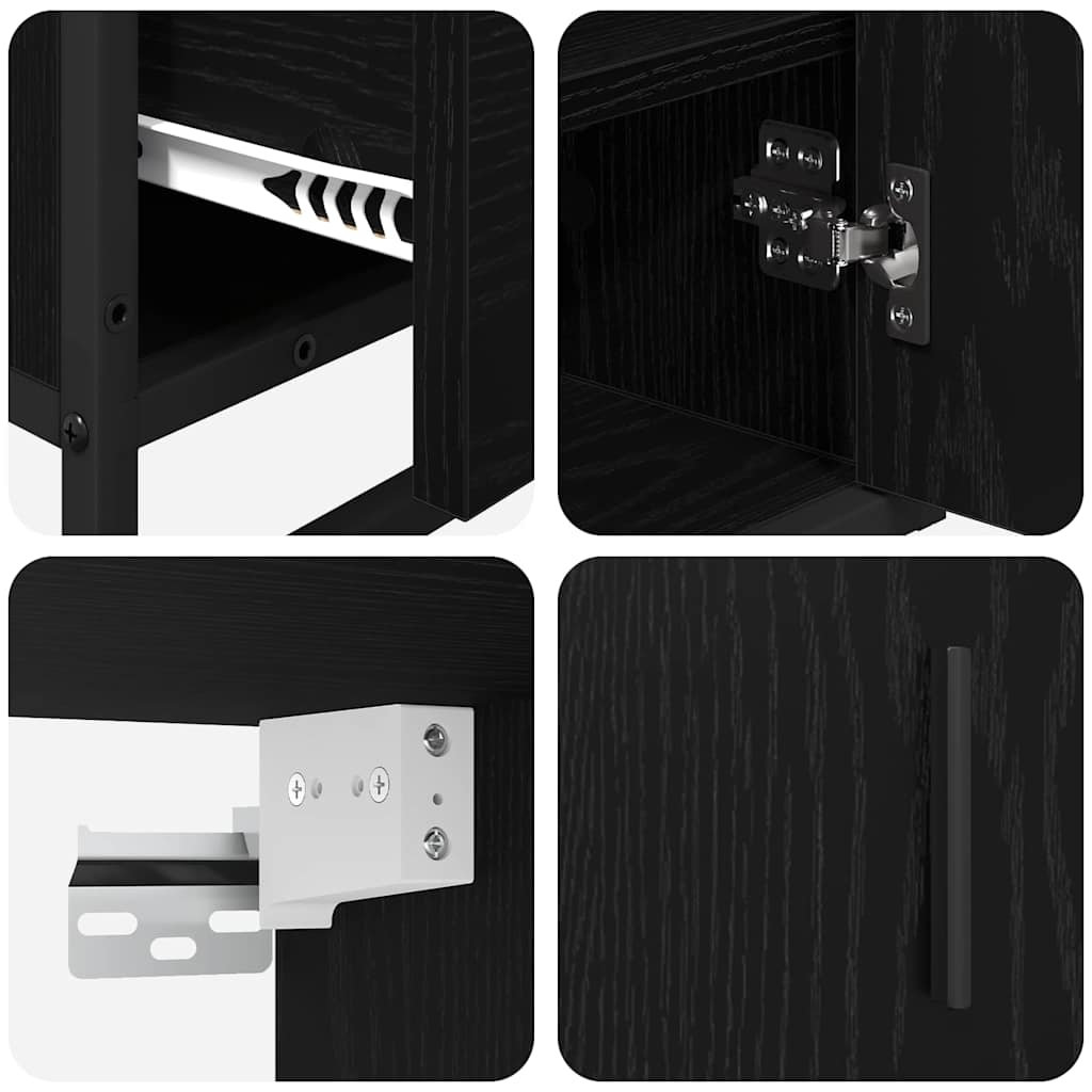 Badeværelsesmøbel sæt med skuffe 3 pcs Sort eg Konstrueret træ