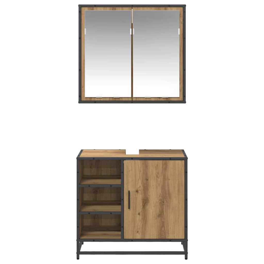 Badeværelsesmøbel sæt 2 pcs Artisan Egetræ Konstrueret træ