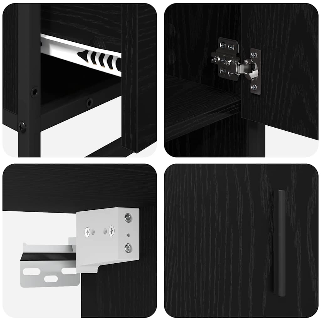 Badeværelsesmøbel sæt med skuffe 3 pcs Sort eg Konstrueret træ