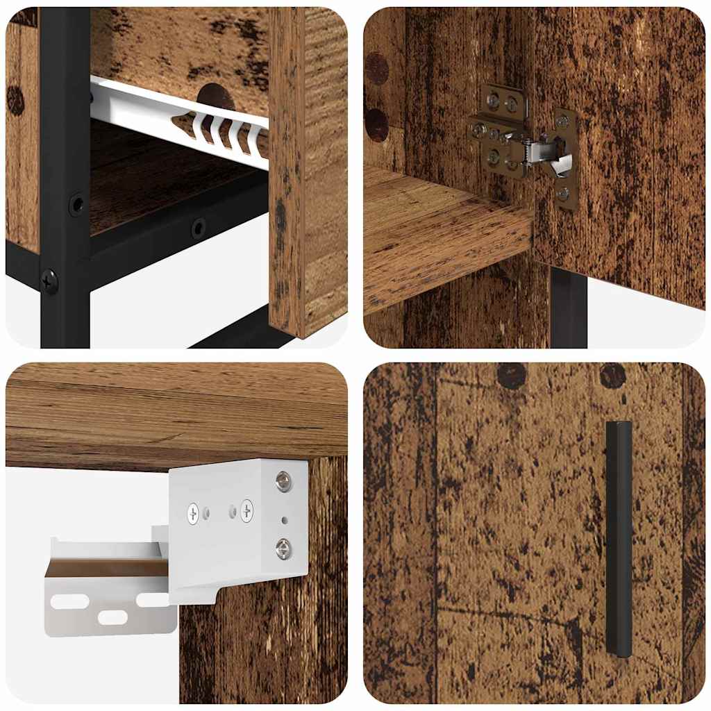 Badeværelsesmøbel sæt med dør 3 pcs Gammelt træ Konstrueret træ