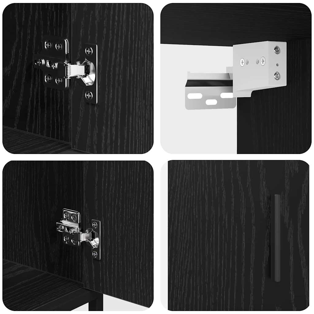 Badeværelsesmøbel sæt med hylde 3 pcs Sort eg Konstrueret træ