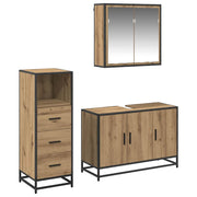 Badeværelsesmøbel sæt 3 pcs Artisan Egetræ Konstrueret træ