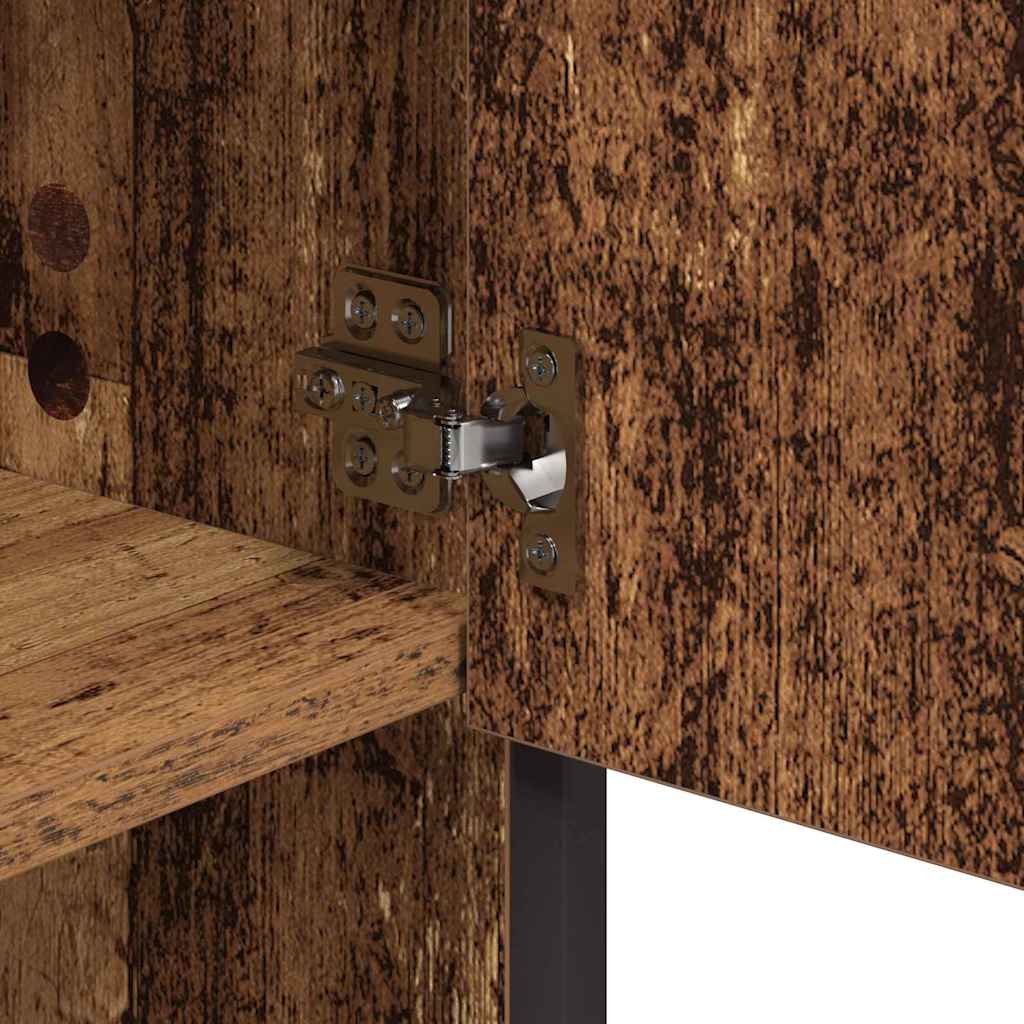 Badeværelsesmøbel sæt med dør 3 pcs Gammelt træ Konstrueret træ