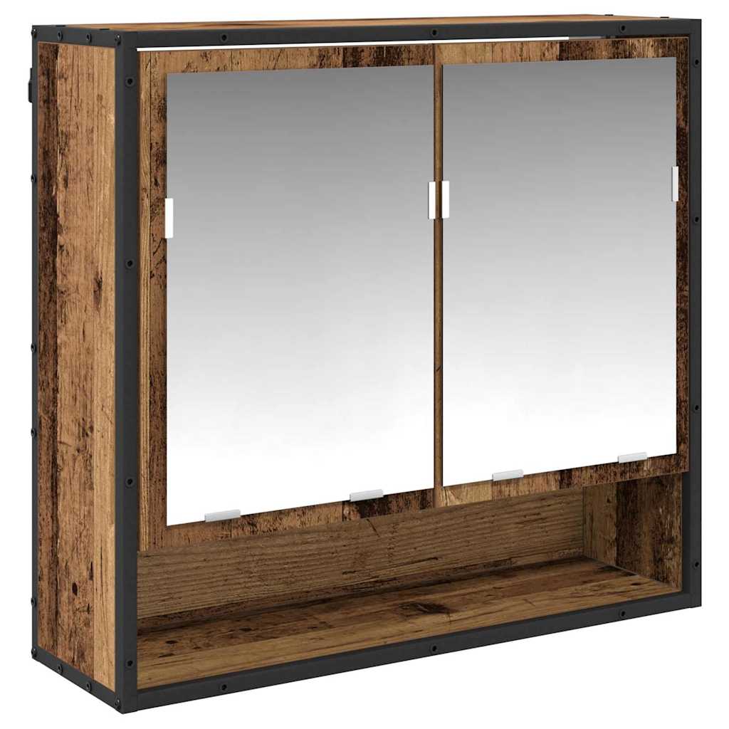 Badeværelsesmøbel sæt med dør 3 pcs Gammelt træ Konstrueret træ