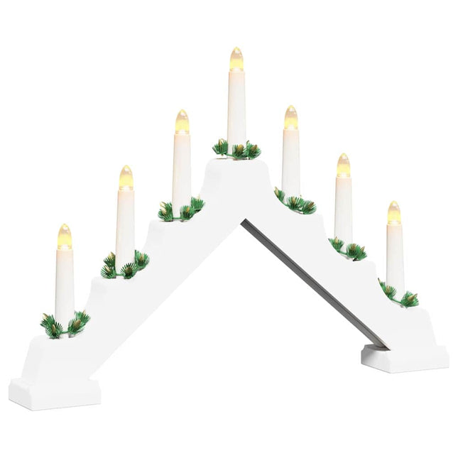 Julelys bro med 7 LED'er Hvid 39.5 x 5 x 29 cm Massiv fyrretræ
