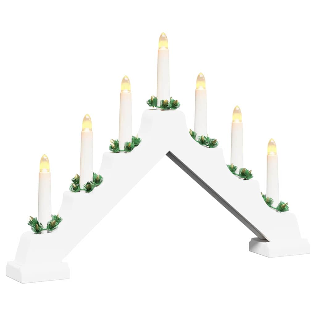 Julelys bro med 7 LED'er Hvid 39.5 x 5 x 29 cm Massiv fyrretræ