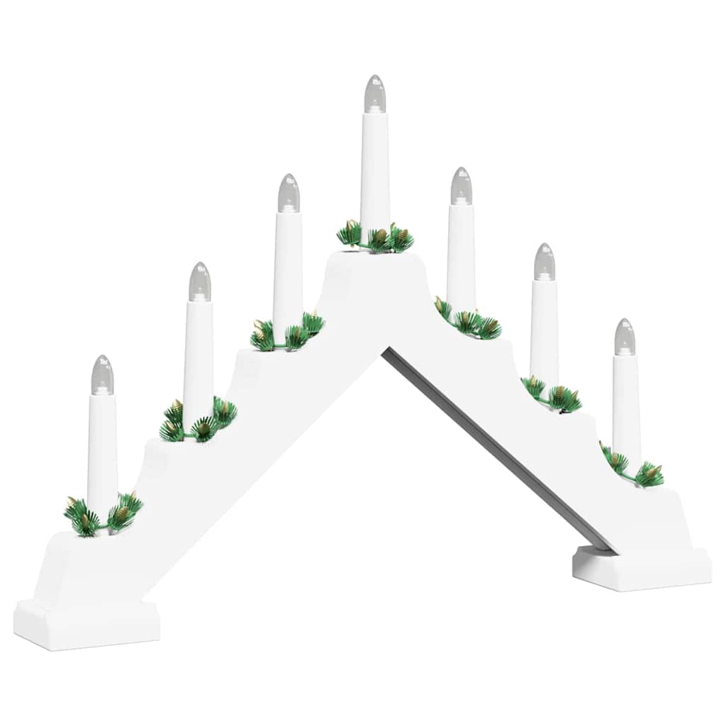 Julelys bro med 7 LED'er Hvid 39.5 x 5 x 29 cm Massiv fyrretræ