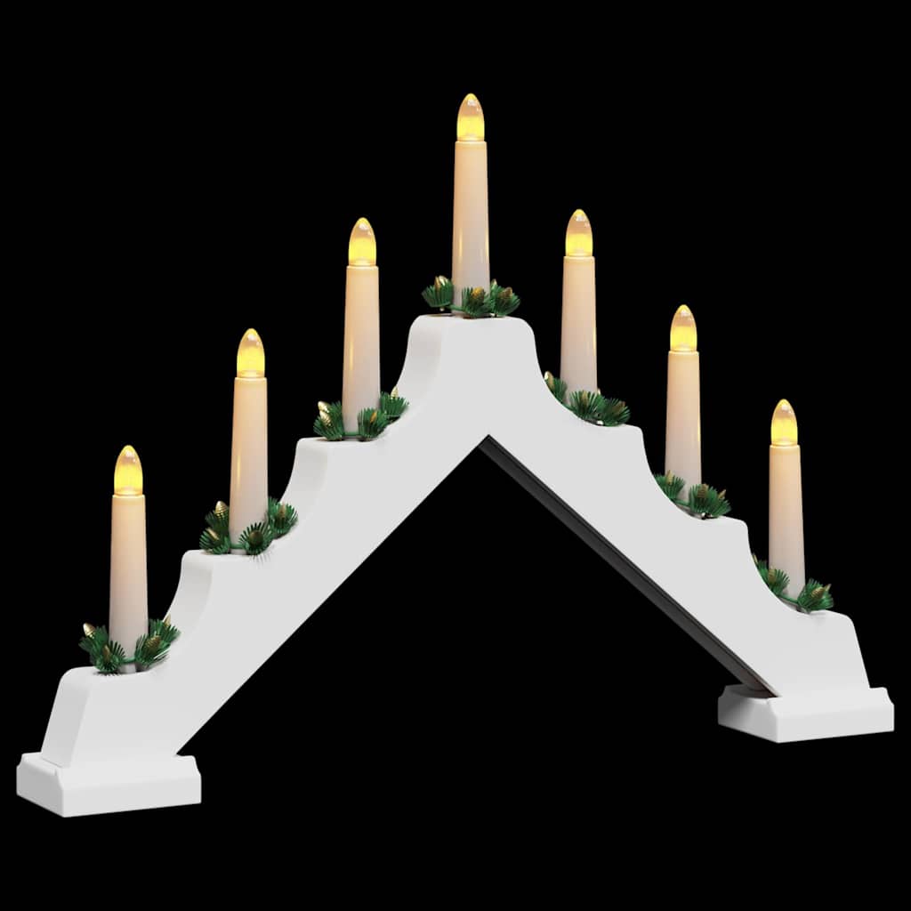 Julelys bro med 7 LED'er Hvid 39.5 x 5 x 29 cm Massiv fyrretræ