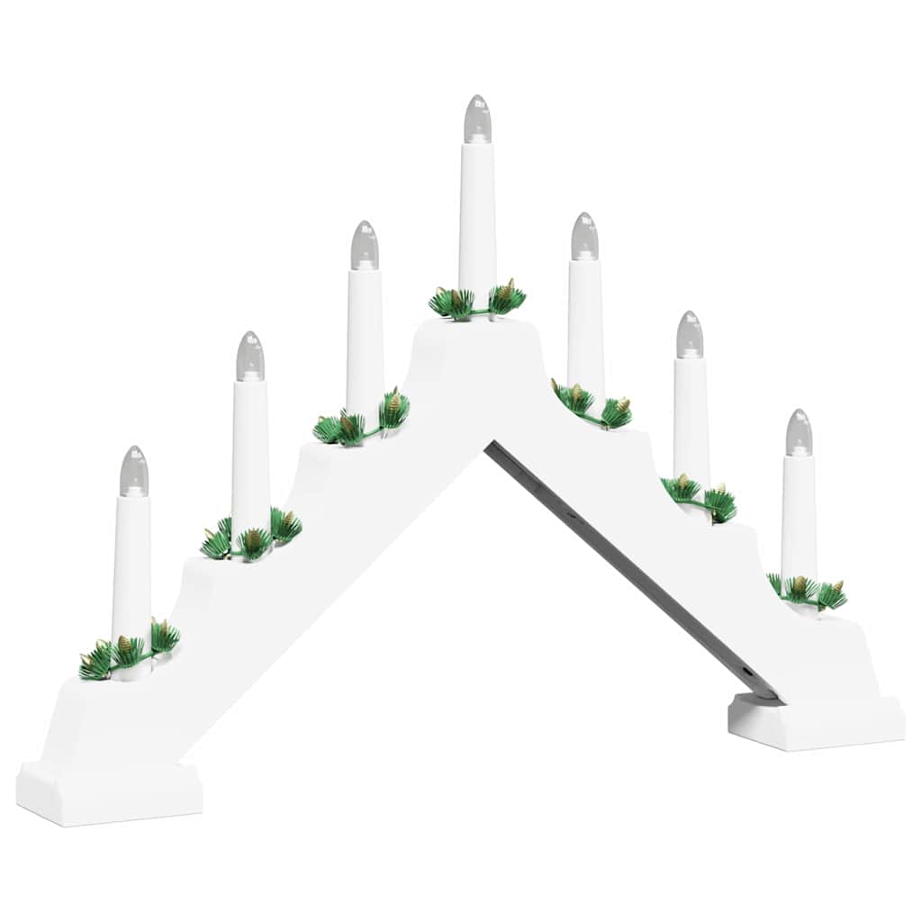 Julelys bro med 7 LED'er Hvid 39.5 x 5 x 29 cm Massiv fyrretræ