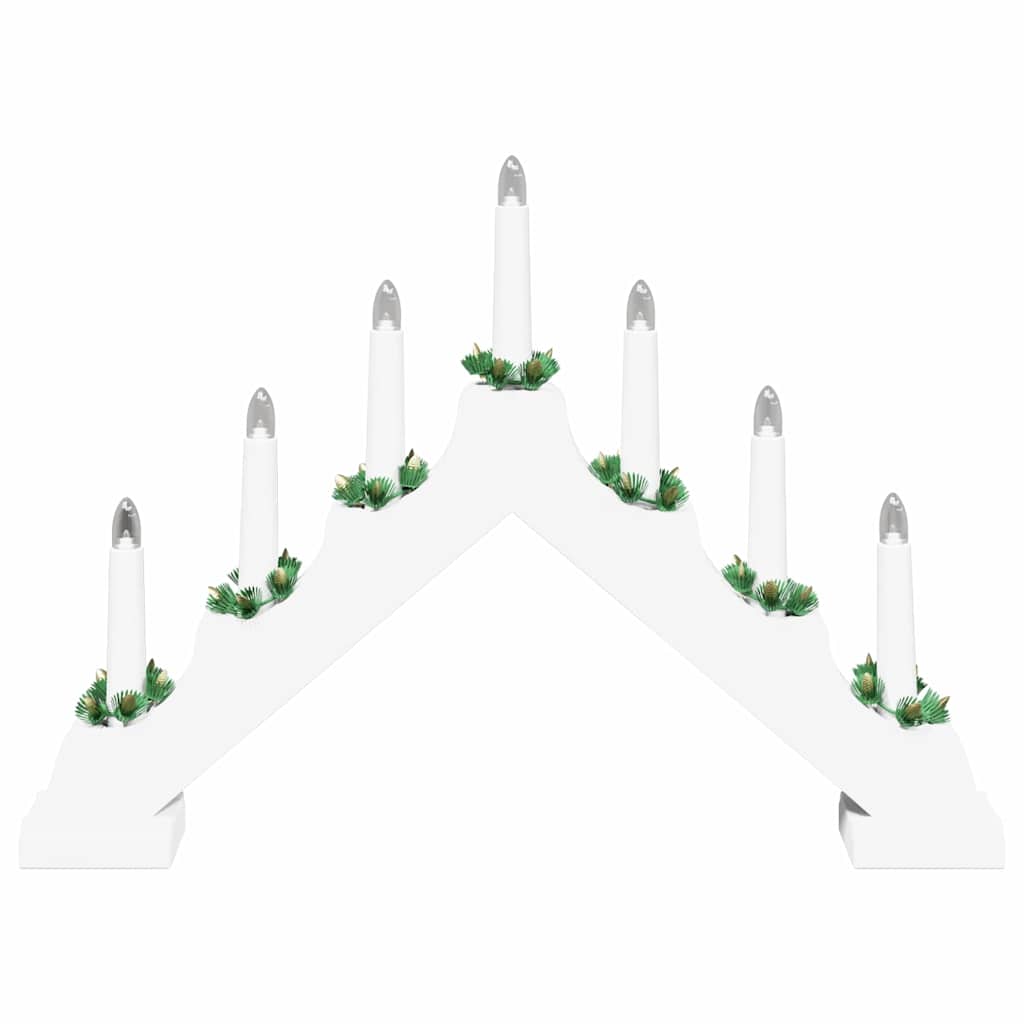 Julelys bro med 7 LED'er Hvid 39.5 x 5 x 29 cm Massiv fyrretræ