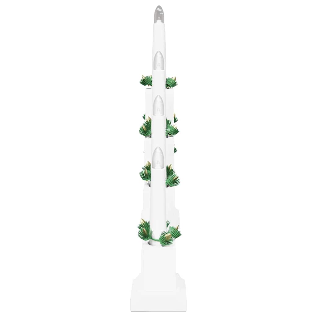 Julelys bro med 7 LED'er Hvid 39.5 x 5 x 29 cm Massiv fyrretræ
