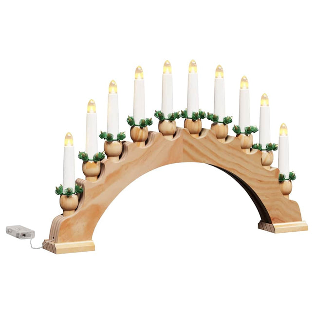 Julelys Bue med 10 LED Lys Brun 47 x 5 x 29 cm Massivt fyrretræ