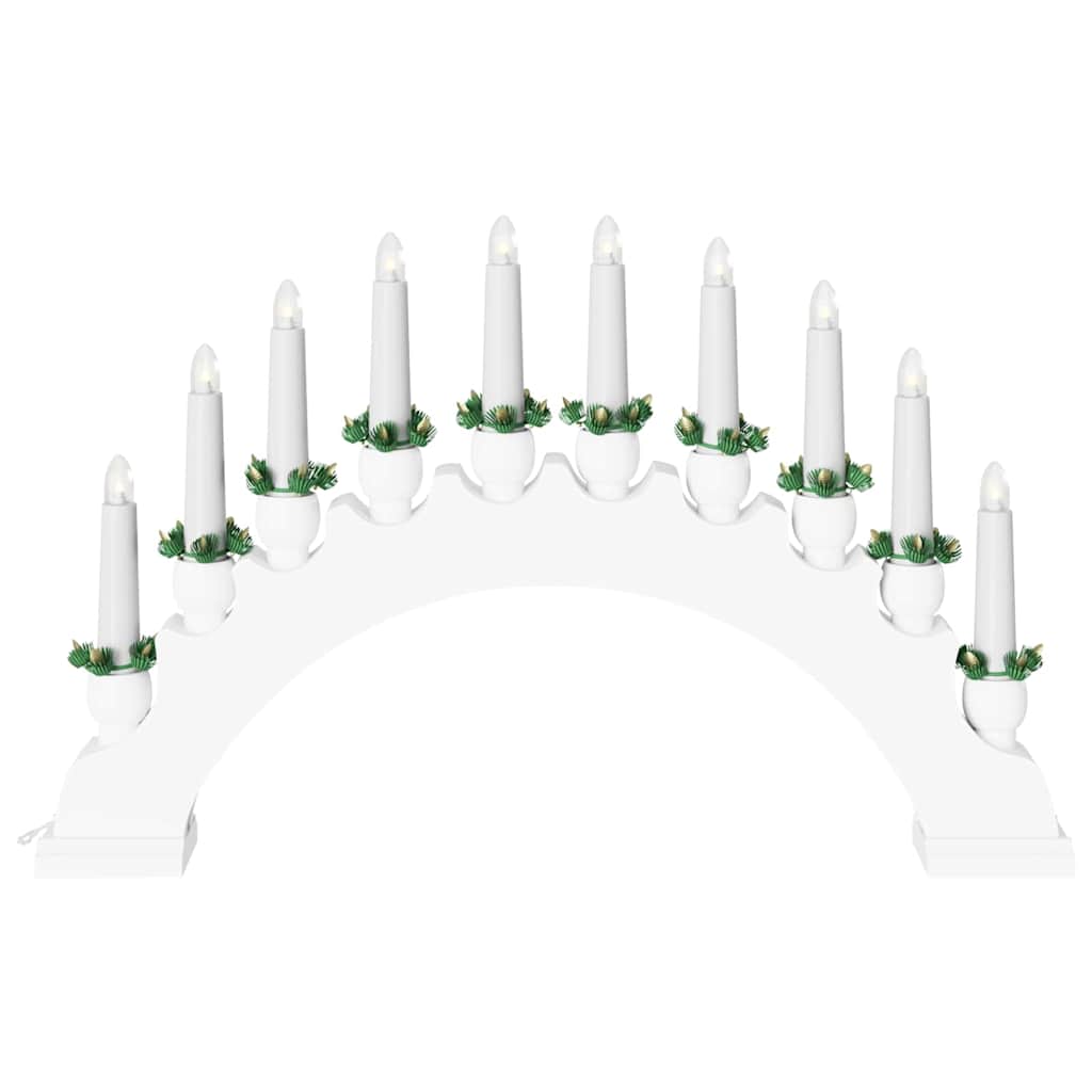 Julelys Bue med 10 LED Lys Hvid 47 x 5 x 29 cm Massivt fyrretræ