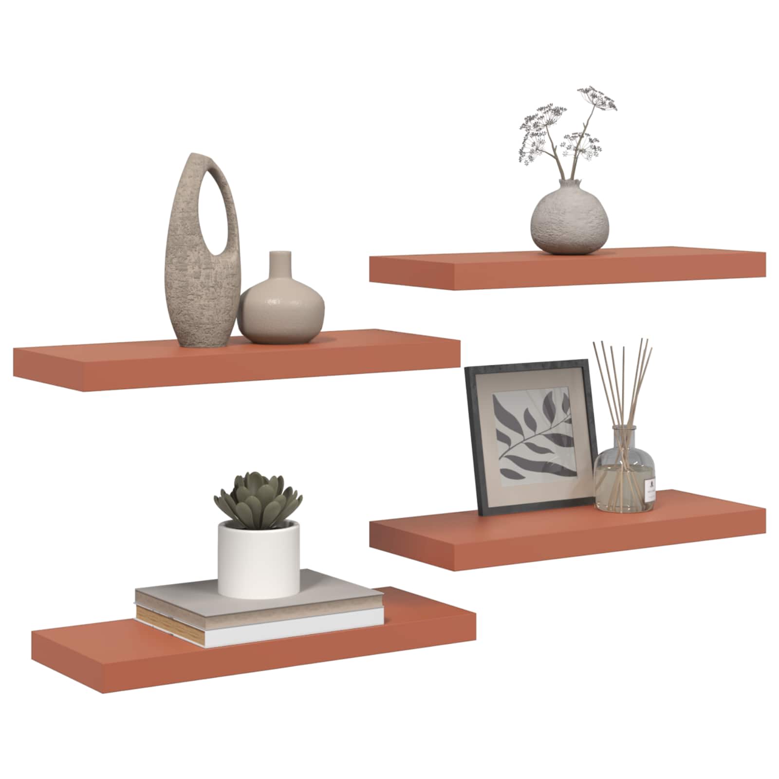 Væghylde Vægmonteret 4 pcs Rød 60 x 23 x 4 cm Konstrueret træ
