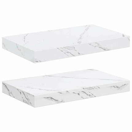 Væghylde Vægmonteret 2 stk. Hvid marmor 40 x 23,5 x 3,8 cm