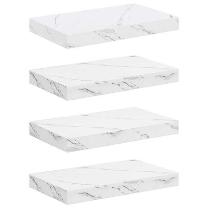 Væghylde 4 stk. Hvid marmor 40 x 23,5 x 3,8 cm Konstrueret træ