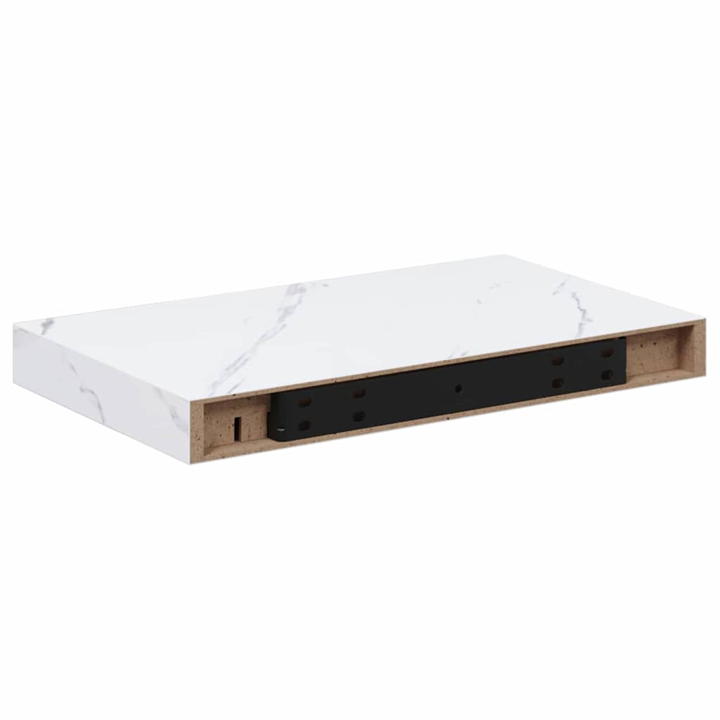 Væghylde 4 pcs Hvid marmor 40 x 23,5 x 4 cm Konstrueret træ