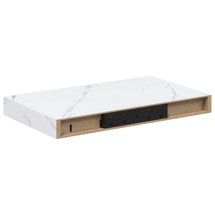 Væghylde 4 stk. Hvid marmor 40 x 23,5 x 3,8 cm Konstrueret træ