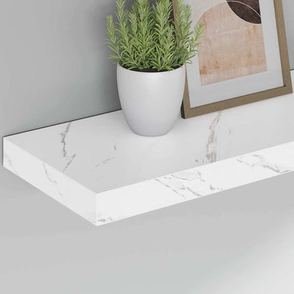 Væghylde 2 stk. Hvid marmor 50 x 23,5 x 3,8 cm Konstrueret træ