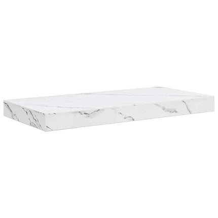 Væghylde 2 stk. Hvid marmor 50 x 23,5 x 3,8 cm Konstrueret træ