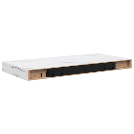 Væghylde 2 stk. Hvid marmor 50 x 23,5 x 3,8 cm Konstrueret træ