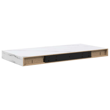 Væghylde 2 stk. Hvid marmor 50 x 23,5 x 3,8 cm Konstrueret træ