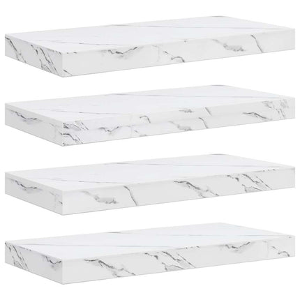 Væghylde 4 stk. Hvid marmor 50 x 23,5 x 3,8 cm Konstrueret træ