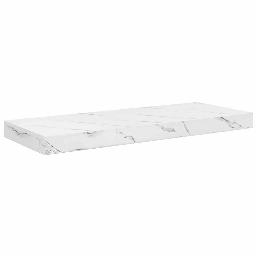 Væghylde 2 pcs Hvid marmor 60 x 23,5 x 4 cm Konstrueret træ