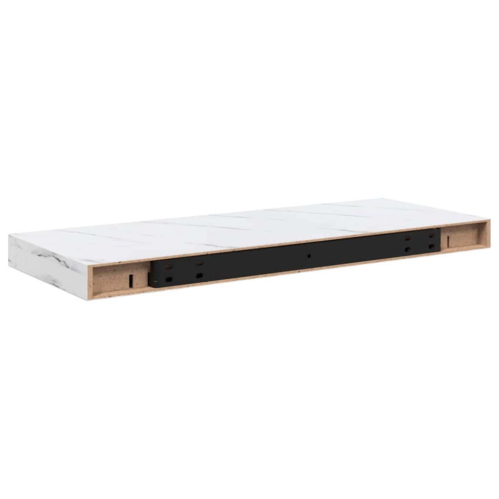 Væghylde 2 pcs Hvid marmor 60 x 23,5 x 4 cm Konstrueret træ
