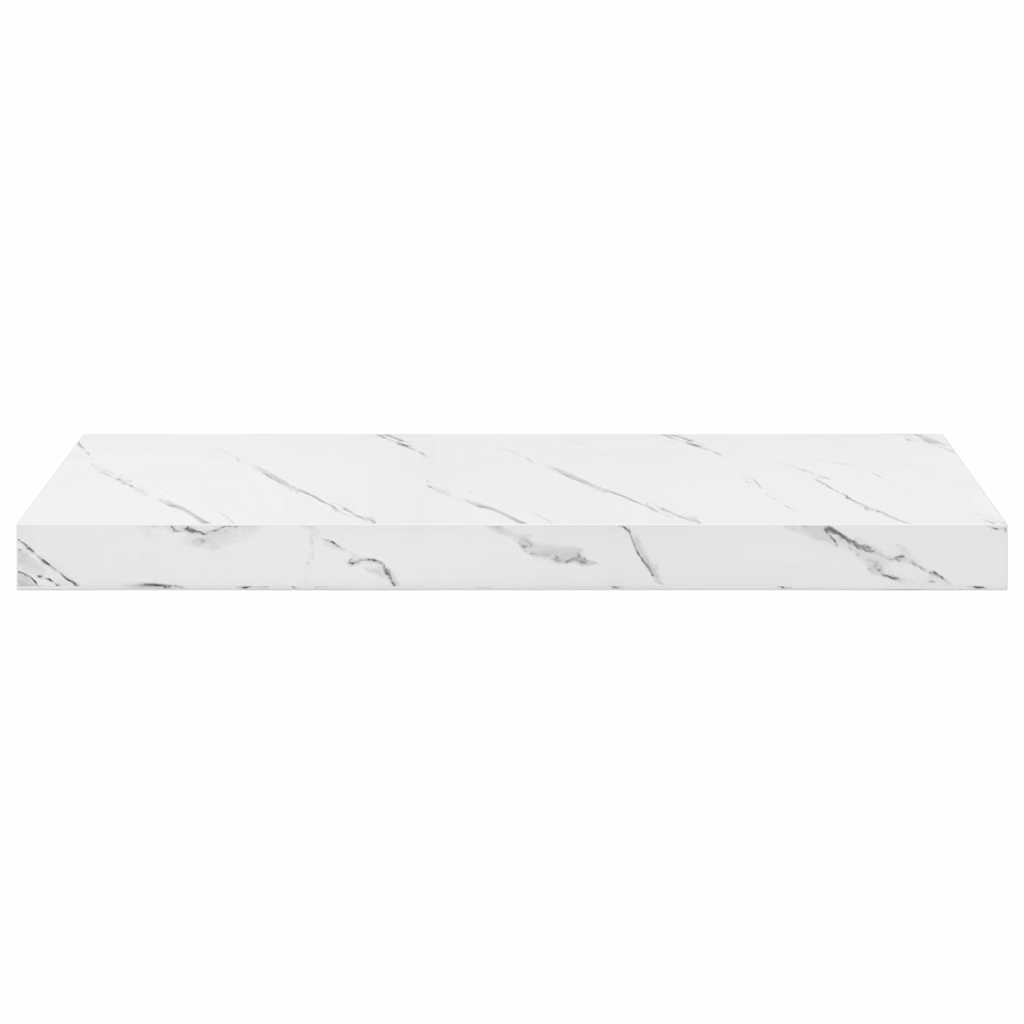Væghylde 2 pcs Hvid marmor 60 x 23,5 x 4 cm Konstrueret træ