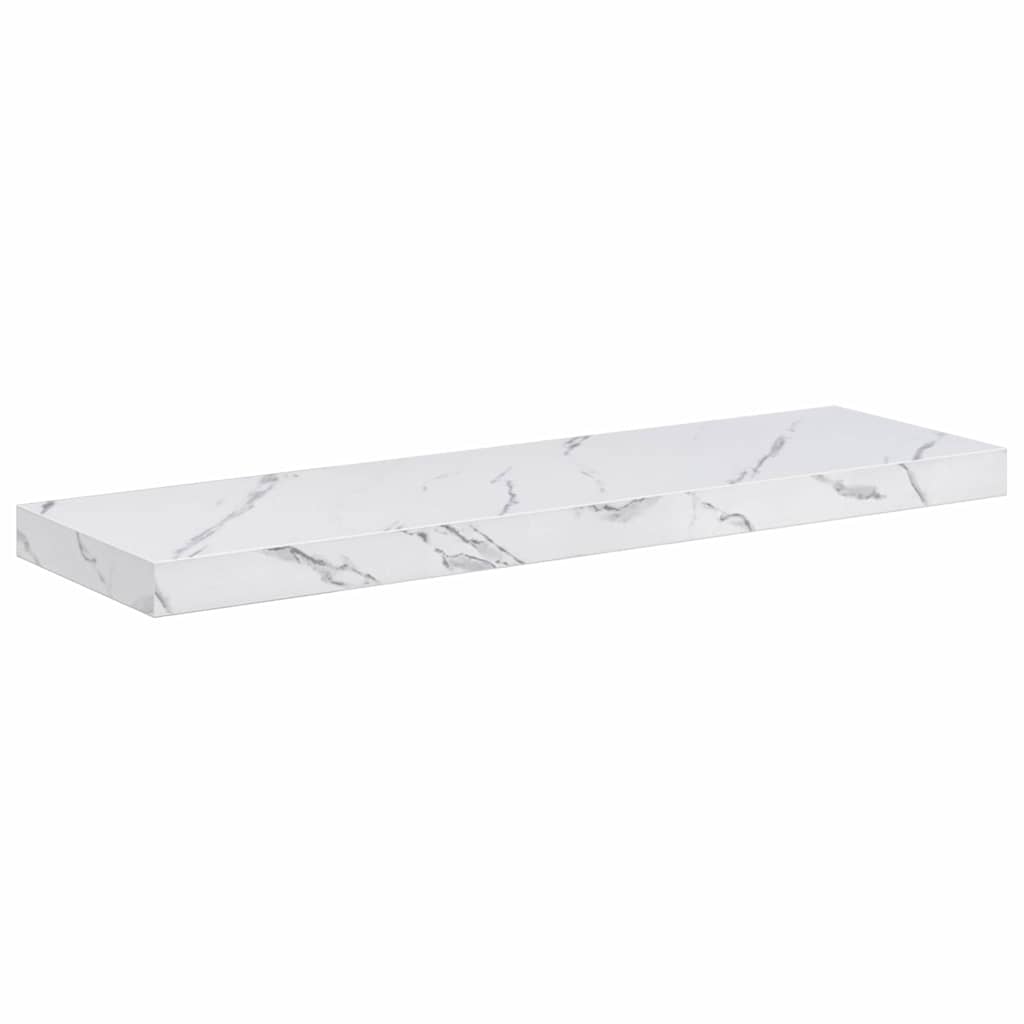 Væghylde 2 pcs Hvid marmor 80 x 23,5 x 4 cm Konstrueret træ