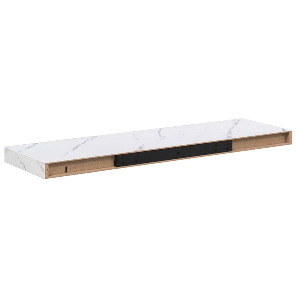 Væghylde 2 pcs Hvid marmor 80 x 23,5 x 4 cm Konstrueret træ