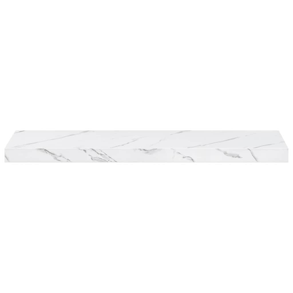 Væghylde 2 pcs Hvid marmor 80 x 23,5 x 4 cm Konstrueret træ
