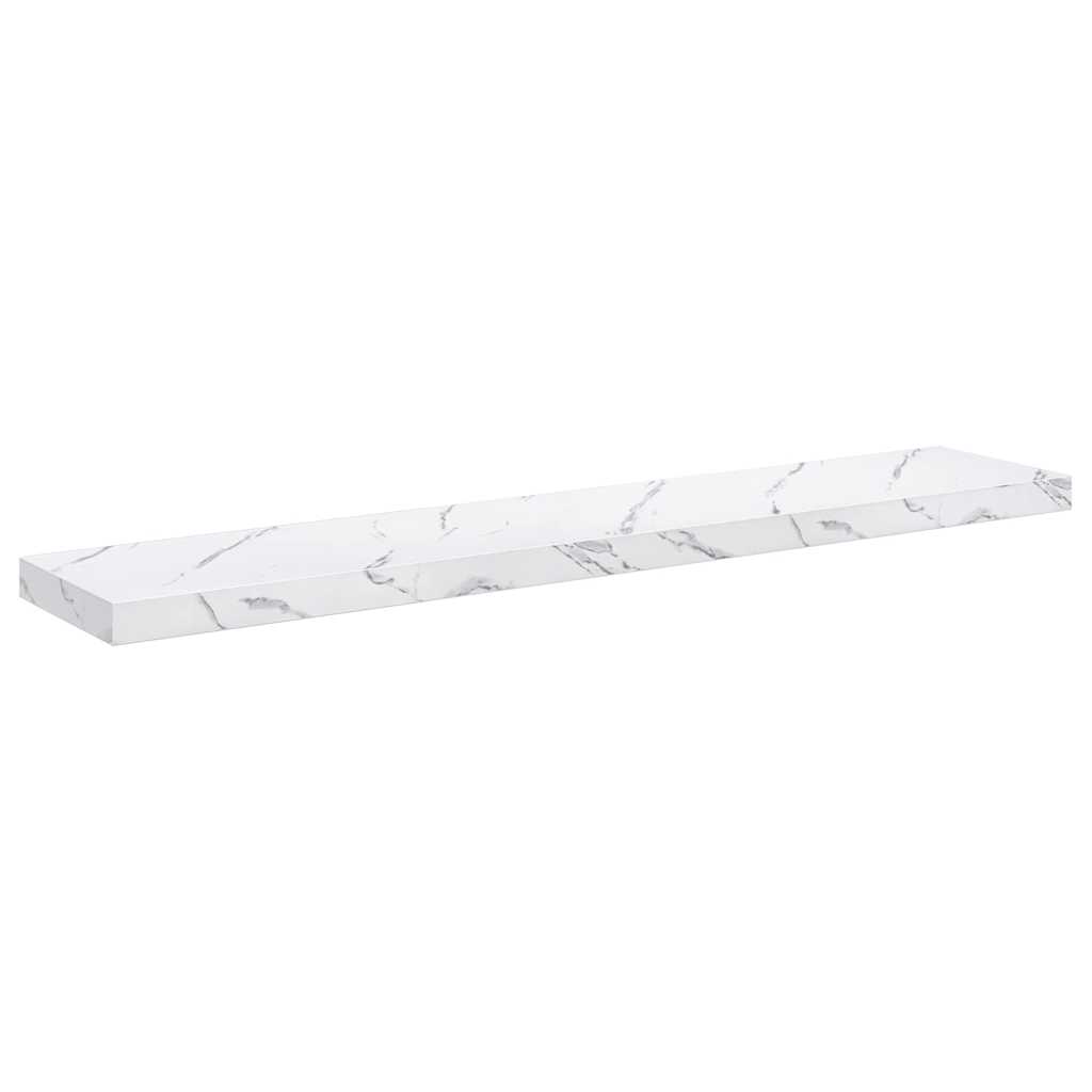 Væghylde 2 pcs Hvid marmor 120 x 23,5 x 4 cm Konstrueret træ