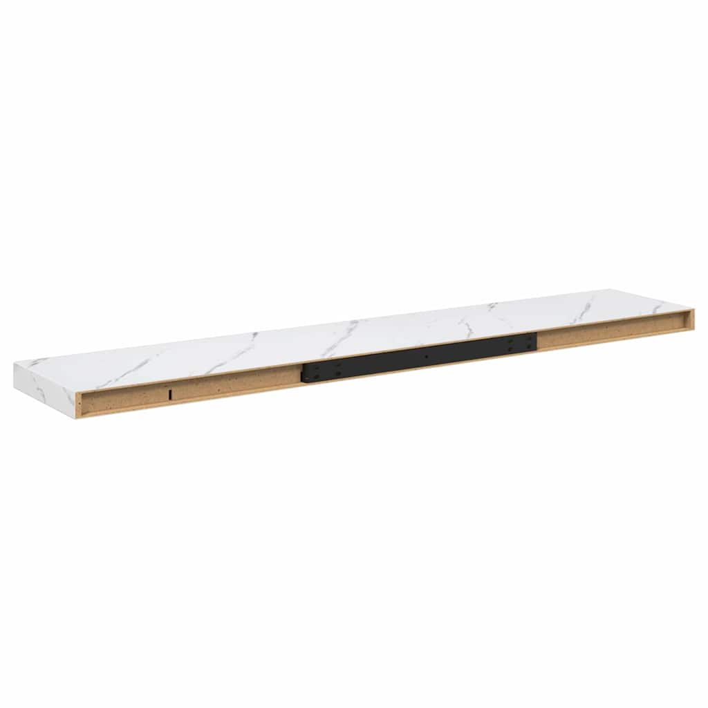 Væghylde 2 pcs Hvid marmor 120 x 23,5 x 4 cm Konstrueret træ