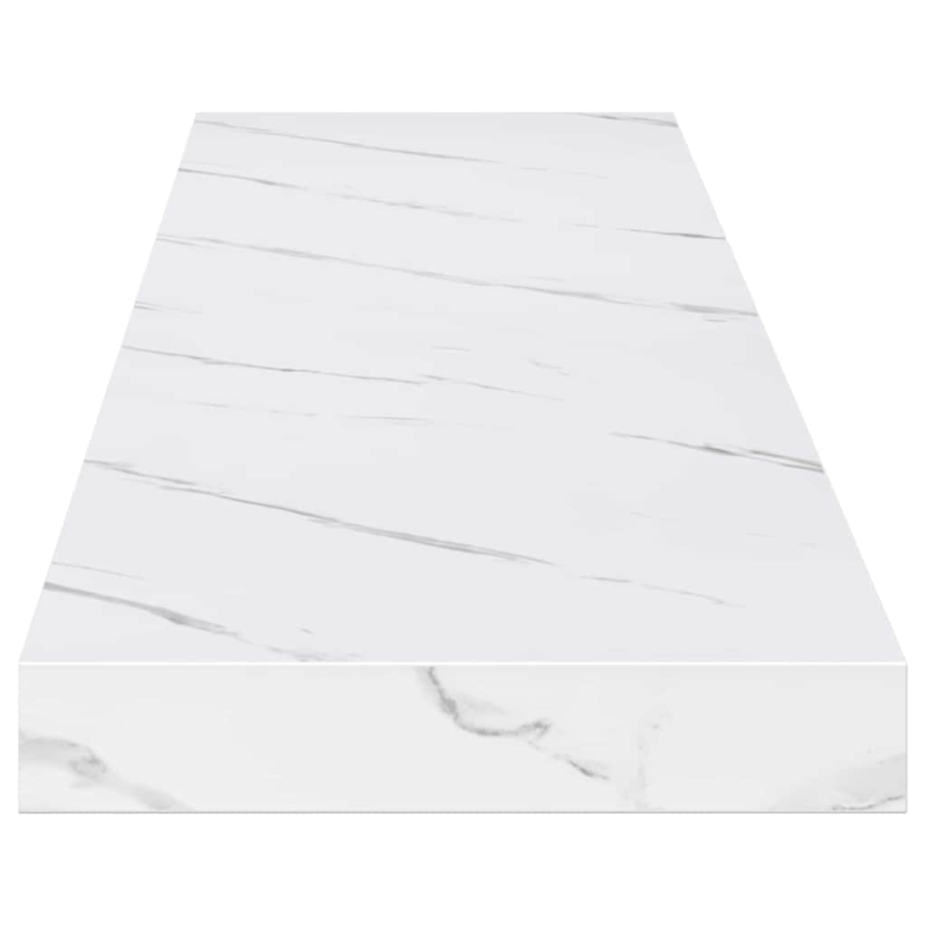 Væghylde 2 pcs Hvid marmor 120 x 23,5 x 4 cm Konstrueret træ
