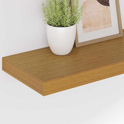 Væghylde 2 pcs Beige 60 x 23,5 x 4 cm Konstrueret træ