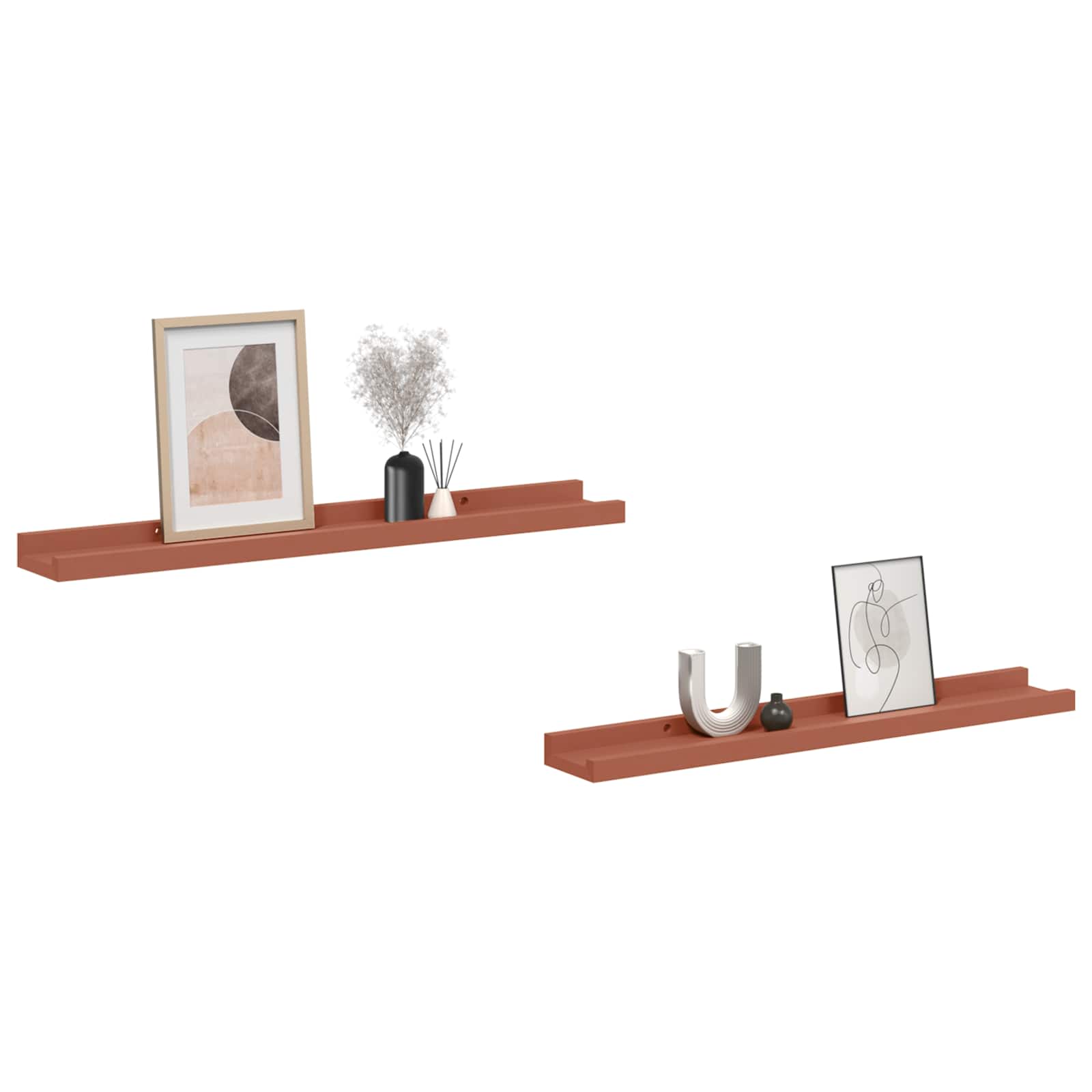Væghylde med hylde 2 pcs Rød 60 x 9 x 3 cm Konstrueret træ