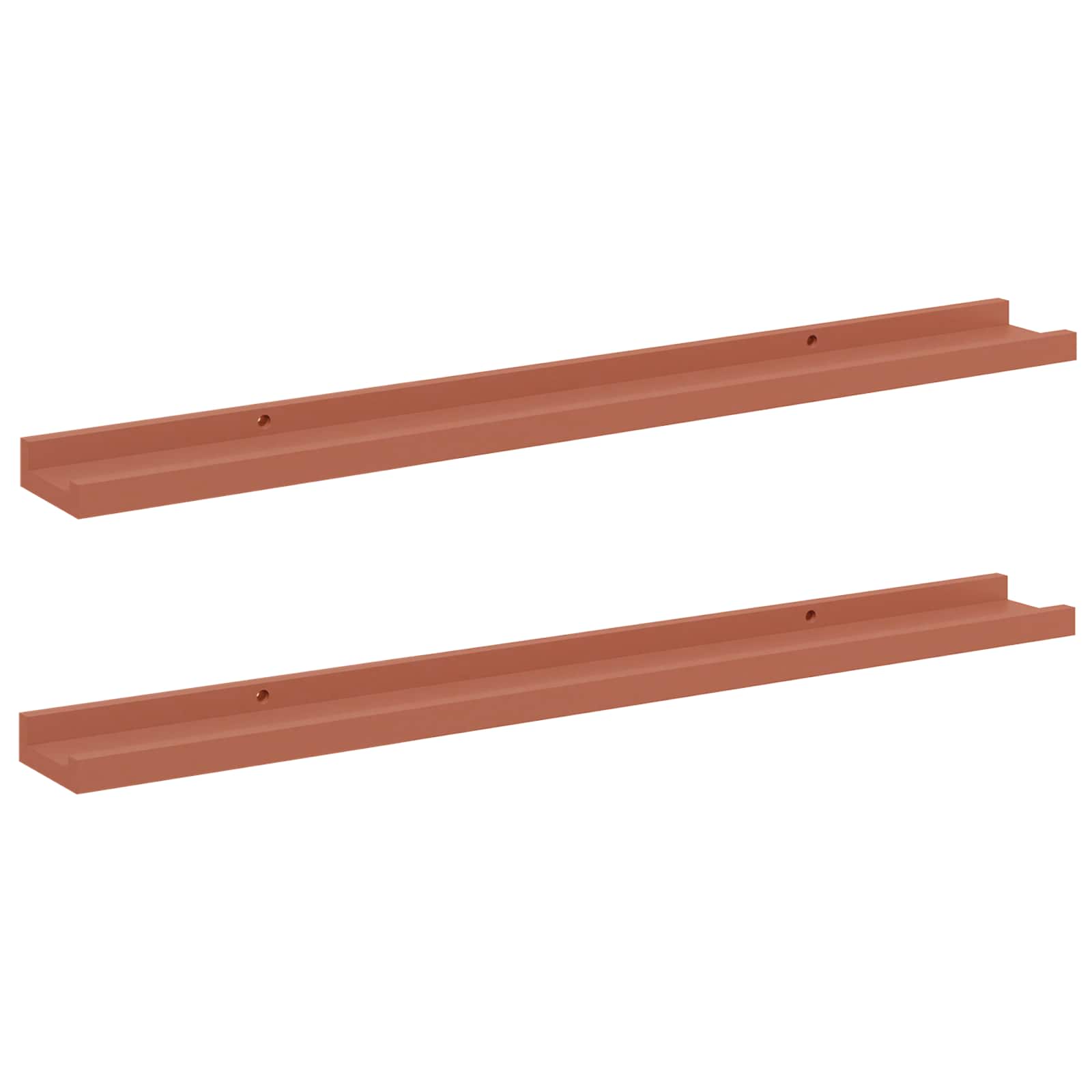 Væghylde med hylde 2 pcs Rød 80 x 9 x 3 cm Konstrueret træ