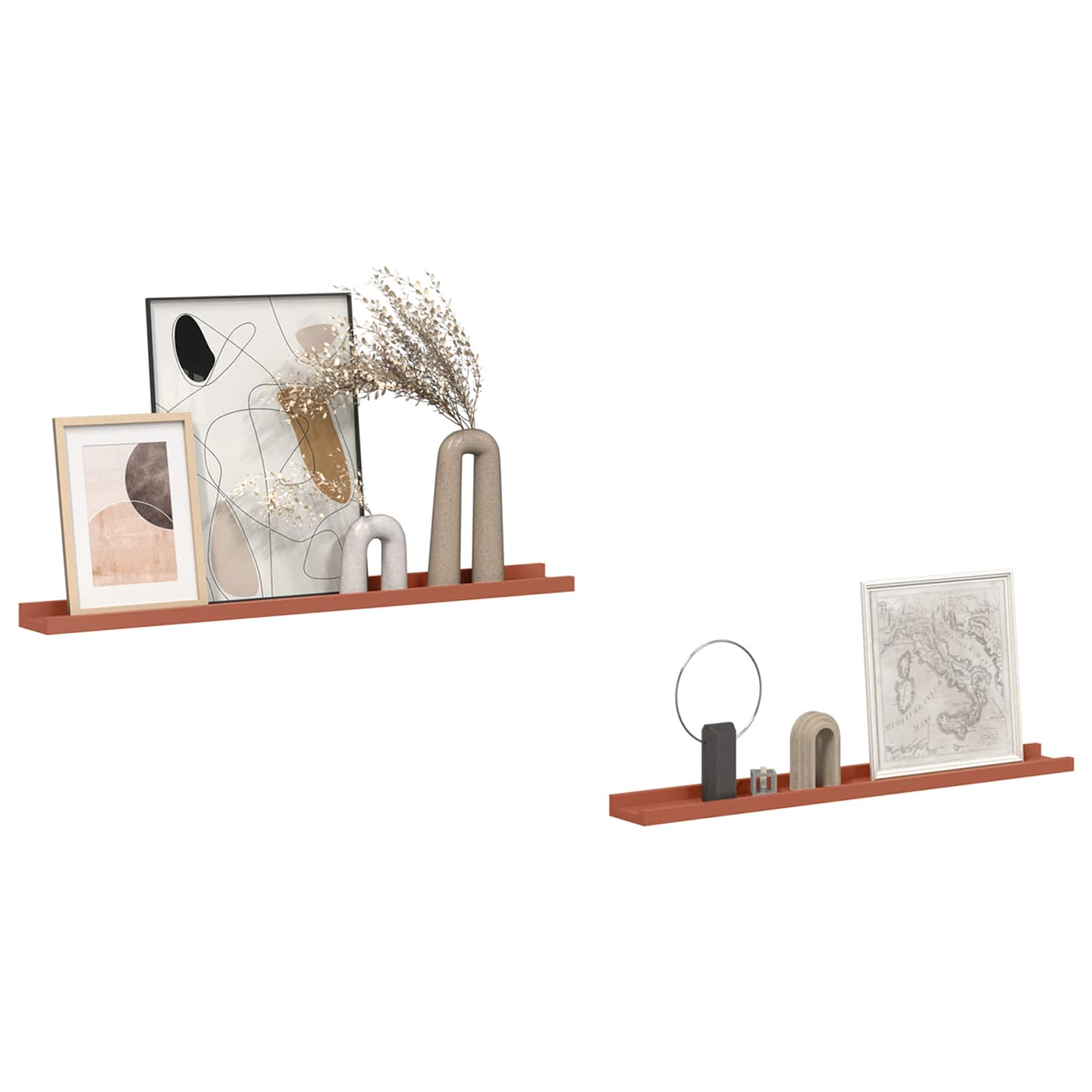 Væghylde med hylde 2 pcs Rød 80 x 9 x 3 cm Konstrueret træ