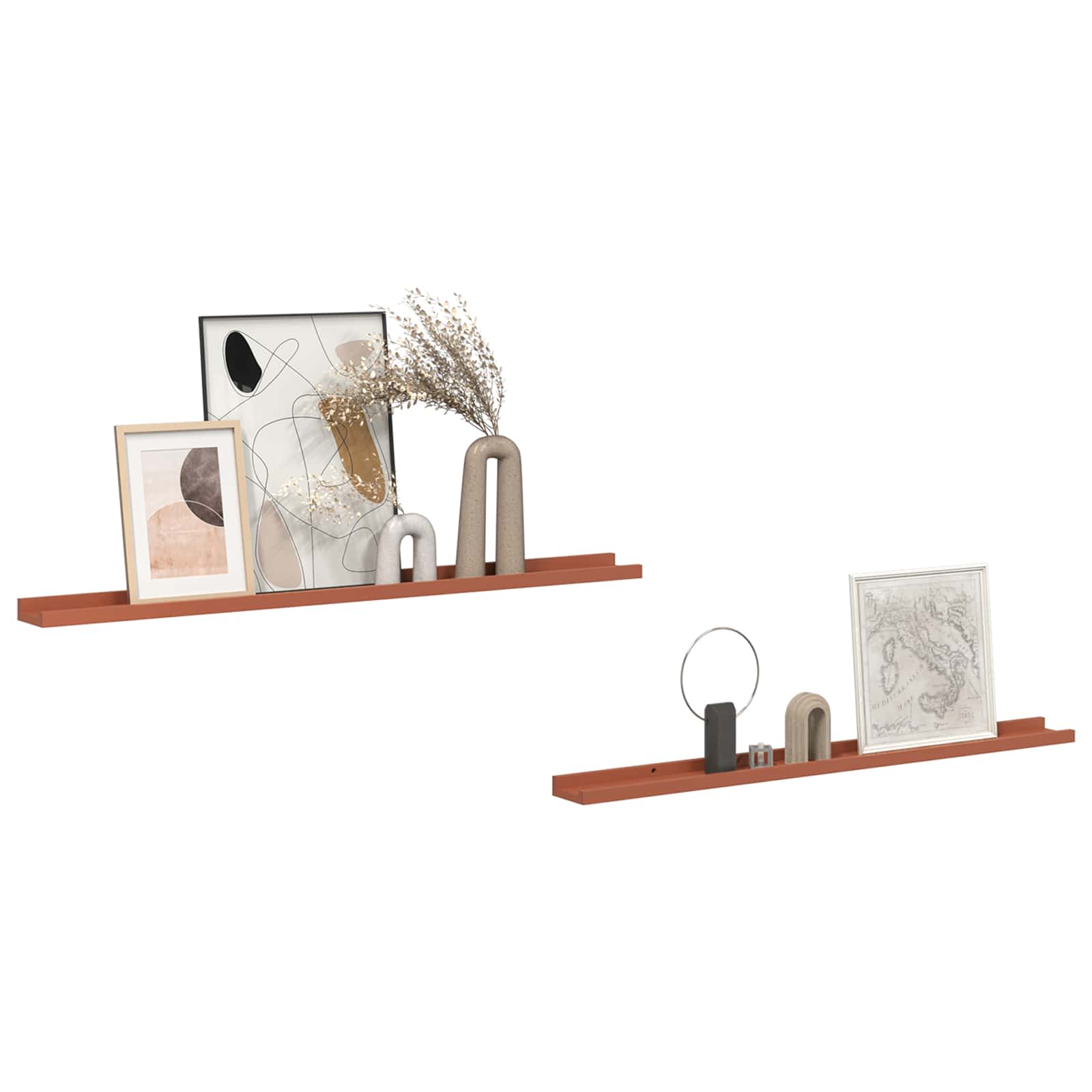 Væghylde med hylde 2 pcs Rød 100 x 9 x 3 cm Konstrueret træ