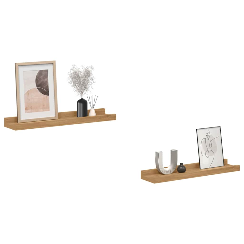 Væghylde med hylde 2 pcs Brun 40 x 9 x 3 cm Konstrueret træ