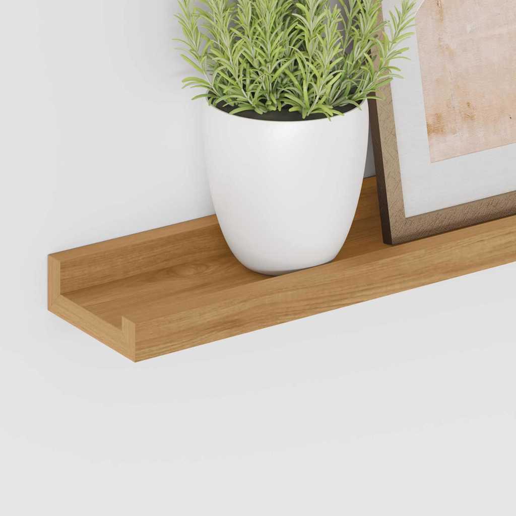 Væghylde med hylde 2 pcs Brun 80 x 9 x 3 cm Konstrueret træ