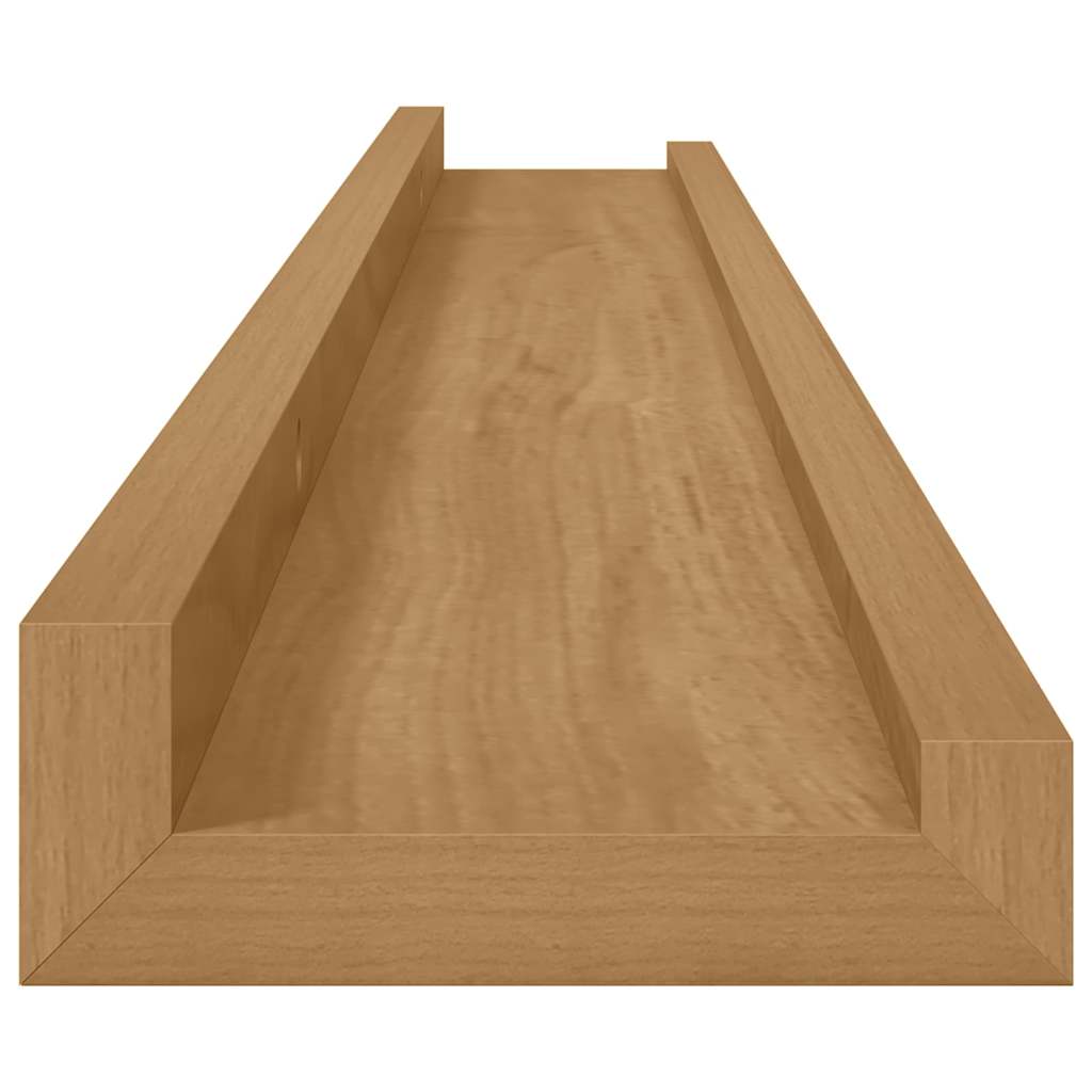 Væghylde med hylde 2 pcs Brun 80 x 9 x 3 cm Konstrueret træ