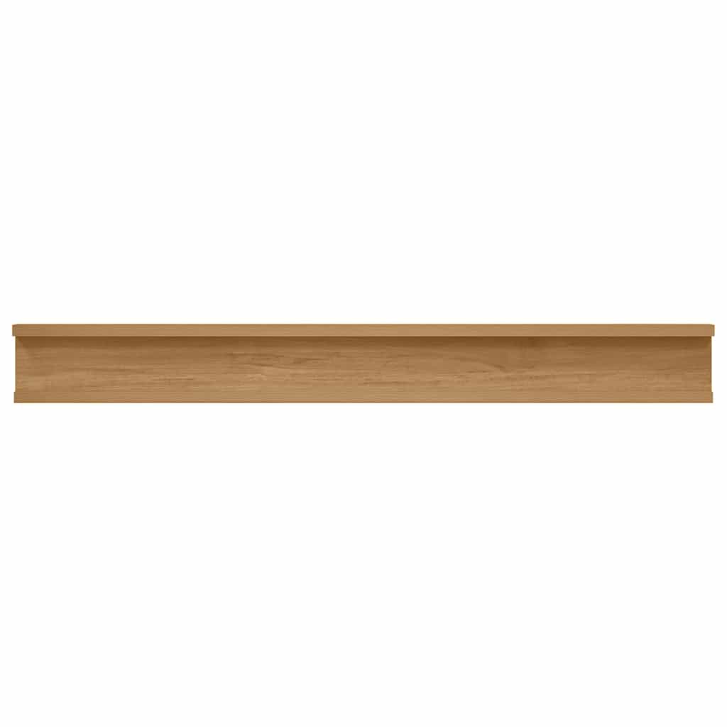 Væghylde med hylde 2 pcs Brun 80 x 9 x 3 cm Konstrueret træ