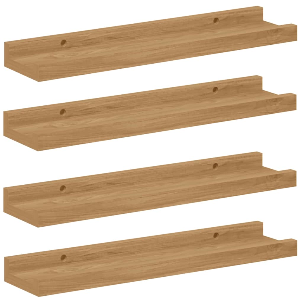 Væghylde med hylde 4 pcs Brun 40 x 9 x 3 cm Konstrueret træ