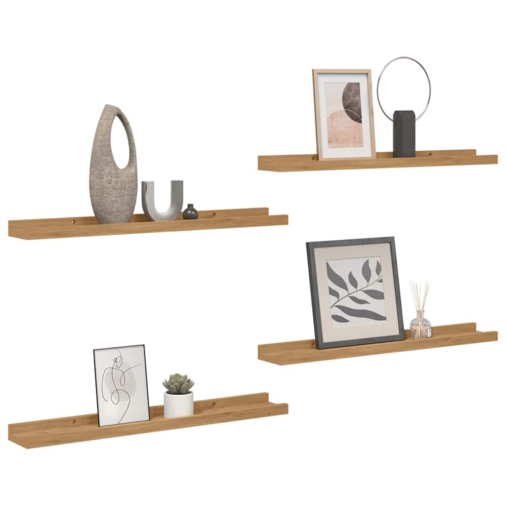 Væghylde med hylde 4 pcs Brun 40 x 9 x 3 cm Konstrueret træ