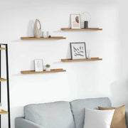 Væghylde med hylde 4 pcs Brun 60 x 9 x 3 cm Konstrueret træ