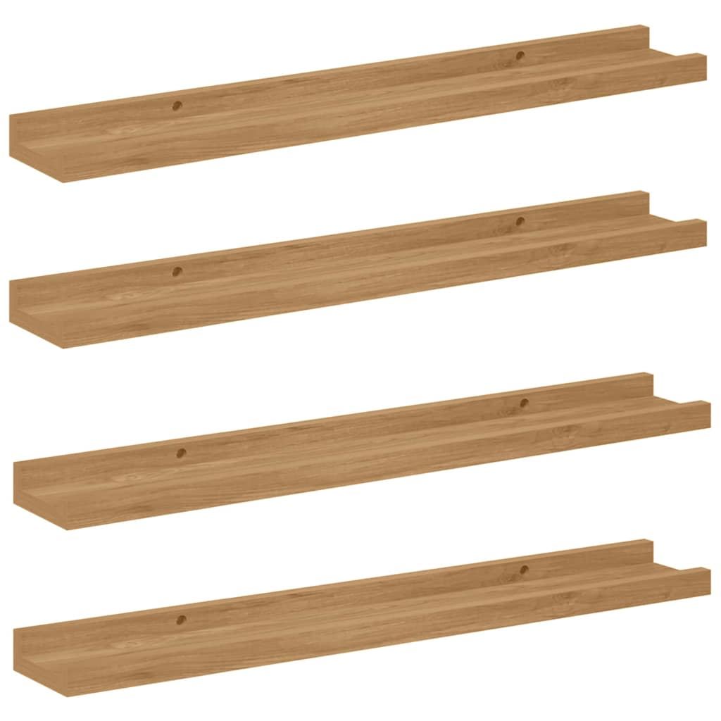 Væghylde med hylde 4 pcs Brun 60 x 9 x 3 cm Konstrueret træ